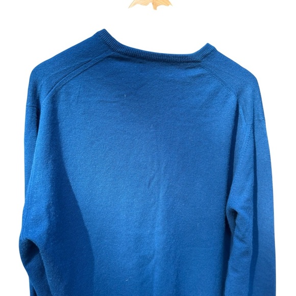 Vintage Pringle Mens Blue V-Neck Sweater Blue 100% Pure Lambswool Classic  L - Picture 6 of 10